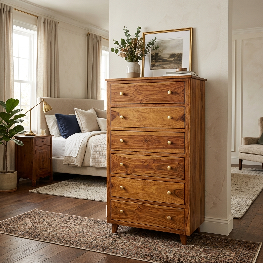 Heritage 6-Drawer Solid Sheesham Chest of Drawers