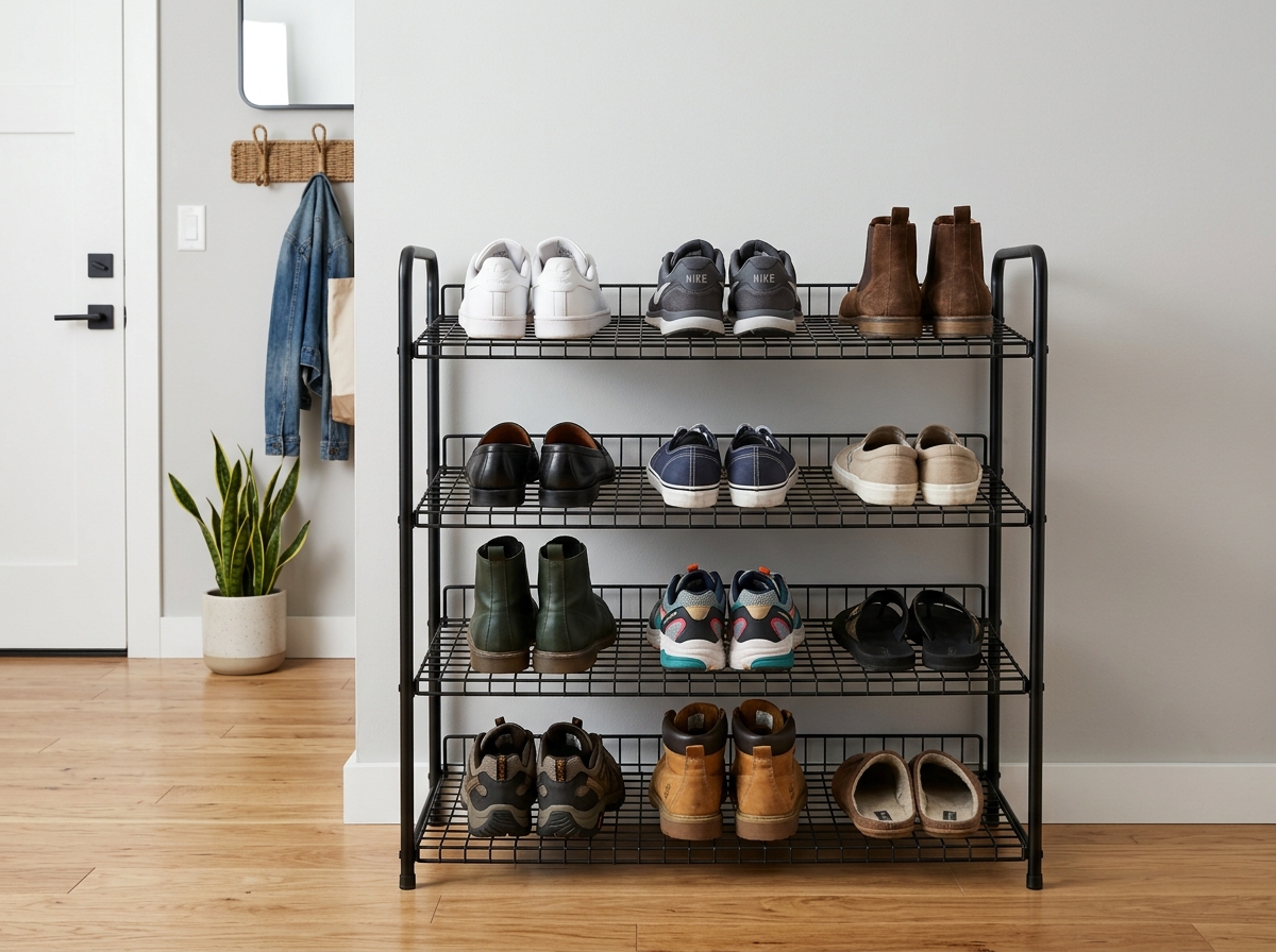Metro Heavy-Duty Steel Mesh 4-Tier Shoe Rack